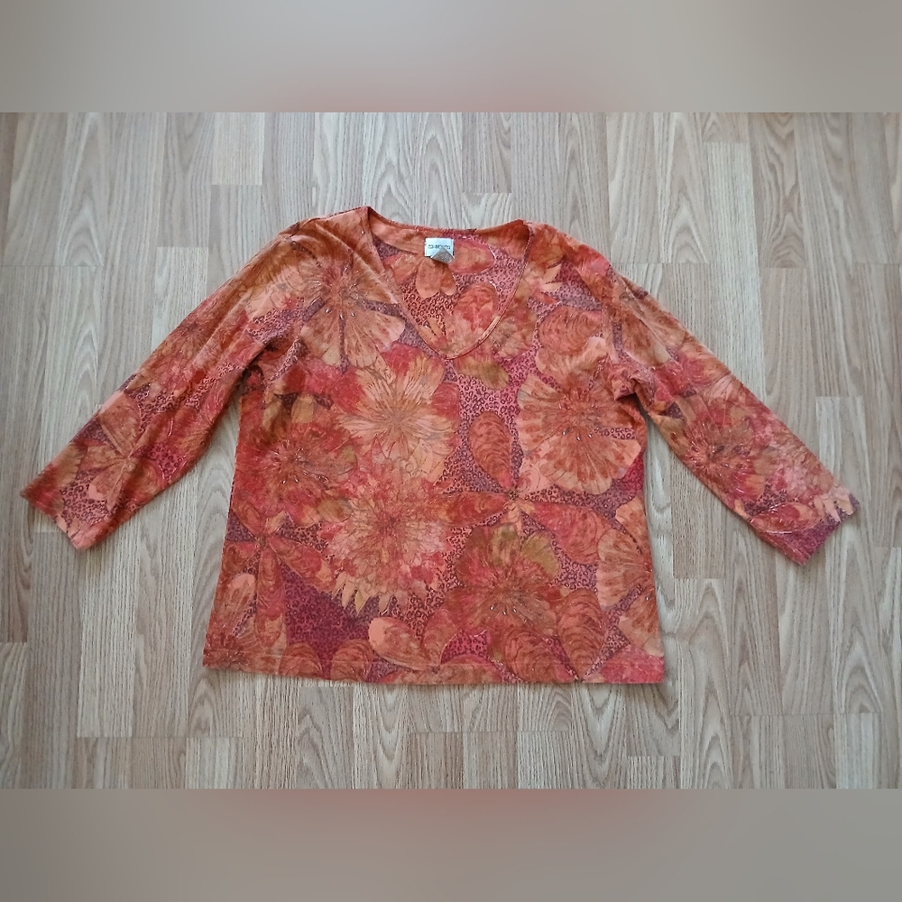 Chico's Floral Orange Women's Top